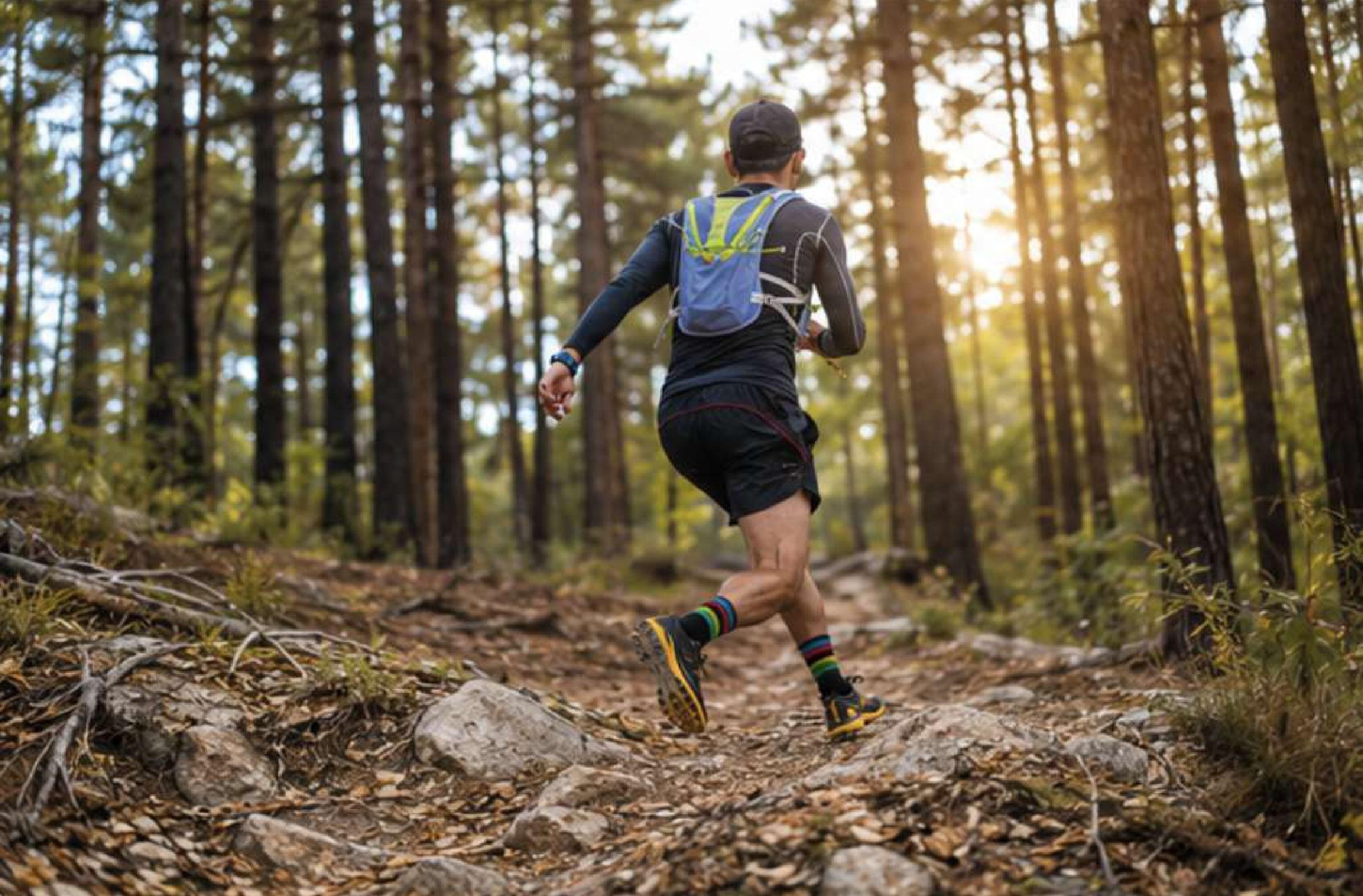Coureur de trail en forêt